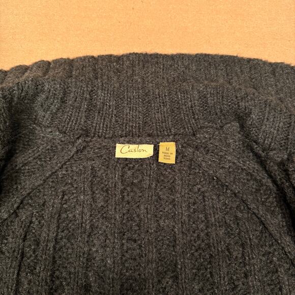 Vintage Gray Chunky Knit Toggle Cardigan Sweater Shawl Collar Cozy Wool Blend - Picture 5 of 7